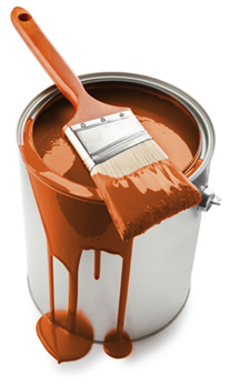 Paint can and brush